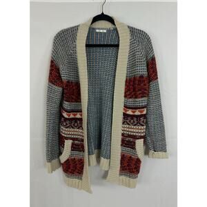 Maurices Womens Open Cardigan Sweater Size S Multicolor Knit Patchwork Boho